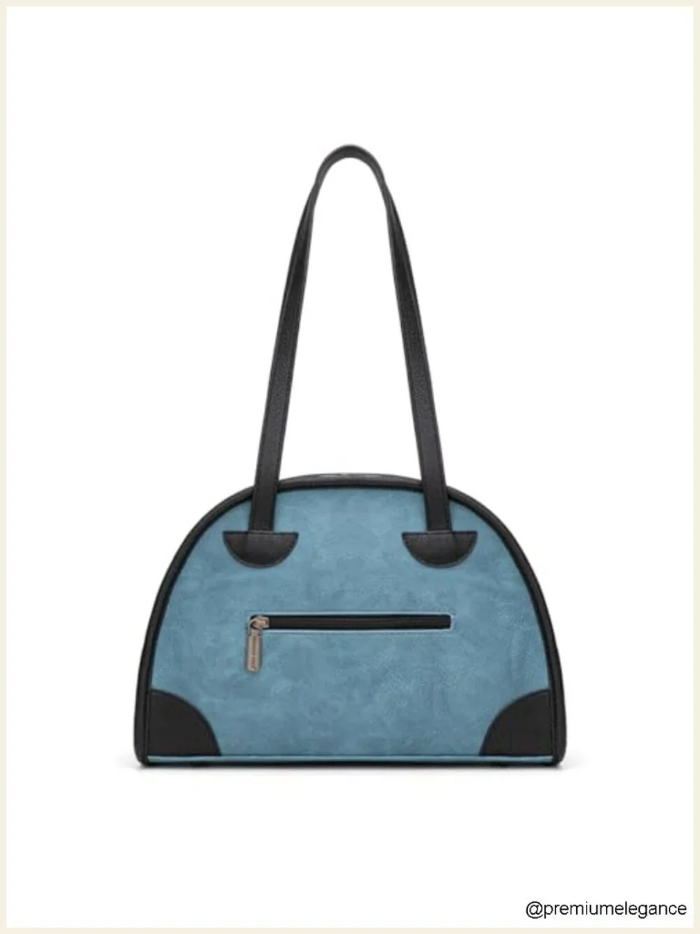 Retro Bowling Satchel Vegan Leather Top Handle Bag with Shoulder Strap